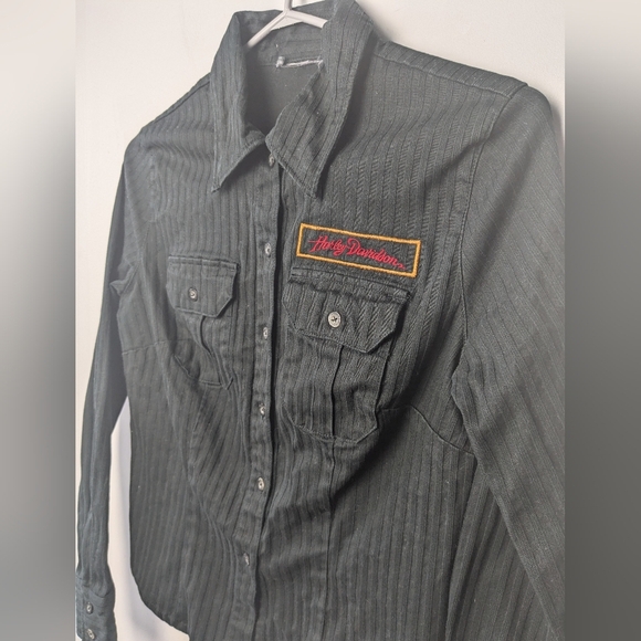 HARLEY DAVIDSON Women Button Down Shirt Long Sleeve Size XS Black Color - Picture 2 of 9